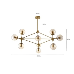 Pendente Nórdico Jabuticaba 10xE27 Ø100X46cm Dourado/Vidro Âmbar Nordecor 2070 - comprar online