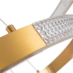 PENDENTE 3 ANÉIS LED LIAN ALUMINIO BRONZE E CRISTAL ACRILICO 3000K 88W BIVOLT Ø80X180CM NORDECOR 2201 - Martan Lustres