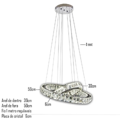 Pendente Cristal Led 2 Arcos Com Controle - SINDORA DCD00102 na internet