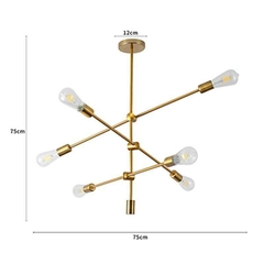 PENDENTE ATOMUS 6XE27 DOURADO NORDECOR 2076 - Martan Lustres