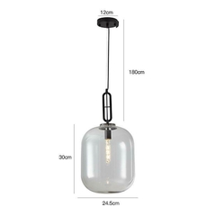 PENDENTE GLIVE PRETO E27 CRISTAL NORDECOR 2427