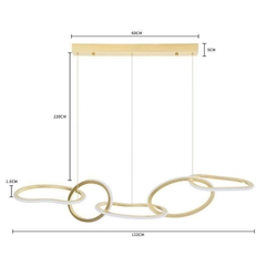 PENDENTE LED ZENA 67W 3000K OURO CHAMPAGNE NORDECOR 2597 - Martan Lustres