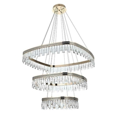 PENDENTE LED CRISTAL STENNA 40/60/80CM 88W 3000K OURO BRILHO NORDECOR 2897