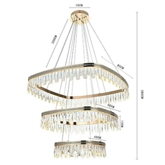 PENDENTE LED CRISTAL STENNA 40/60/80CM 88W 3000K OURO BRILHO NORDECOR 2897 - loja online