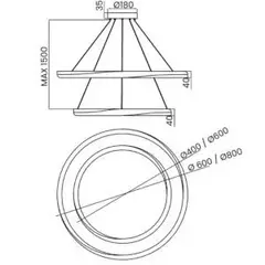 PENDENTE WAVE LED ARO DUPLO DOURADO ESCOVADO 60CM + 80CM 3000K 70W USINA IMPORTS UI120205/6080DR - comprar online