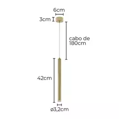 Kit 02 Pendente Tubo Dourado LED 5W Branco Quente 300lm QD05153 Sindora - comprar online