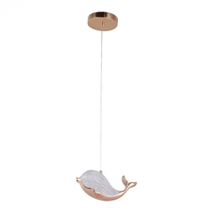 PENDENTE WHALE Ø23 X 11CM ROSE GOLD E ACRÍLICO TRANSPARENTE 2 METROS DE CABO SKYLIGHT 4034