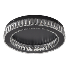 PLAFON REDONDO METAL PRETO E CRISTAL DIAMOND 24W Ø42CM 3000K BIVOLT SKY 3063 PT SKYLIGHT