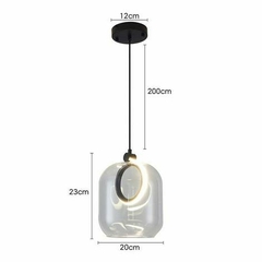 Pendente LED Ruzo 3000k 7w Ø20cm Metal Preto e Vidro Transparente Nordecor 2792 - loja online