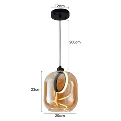 Imagem do Pendente LED Ruzo 3000k 7w Ø20cm Metal Preto e Vidro Âmbar Nordecor 2793