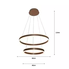 PENDENTE LUZ DIRETA E INDIRETA Φ40×Φ60CM 126W 3000K 12600LM BIVOLT ALUMINIO ESCOVADO MARROM+ACRILICO CABO:2,5M SINDORA DCD03001 - Martan Lustres