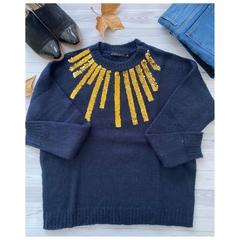 Sweater AZUL con lentejuelas doradas