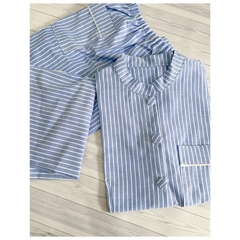 PIJAMA BURDEOS (rayado celeste) - comprar online