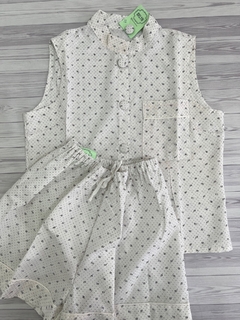 PIJAMA NIZA (blanco con plumitas negras) - comprar online