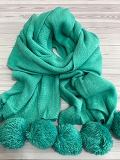 BUFANDON POMPONES (verde) - comprar online