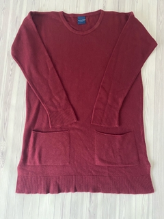 Sweater largo con Bolsillos al frente BORDO - comprar online