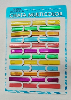 Bombilla Chata Multicolor x12