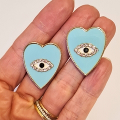 Brinco Coração - Olho Azul Tiffany na internet