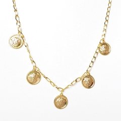 Colar Medalhas Medusa - Dourado