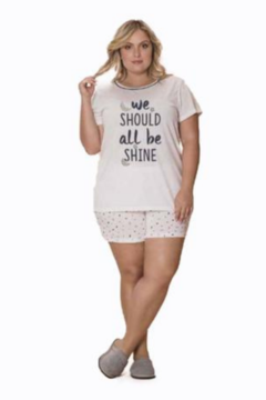 Pijama Plus Size Feminino Curto OffWhite.