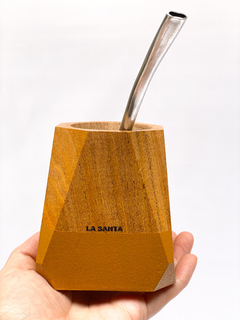 Mate Madera Geométrico con Bombilla - La Santa - santa fe market