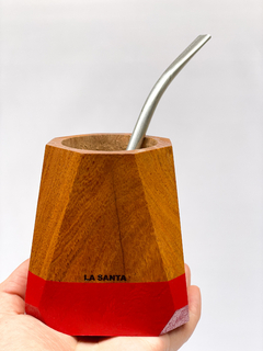 Mate Madera Geométrico con Bombilla - La Santa - comprar online