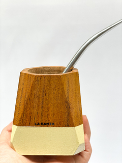 Mate Madera Geométrico con Bombilla - La Santa