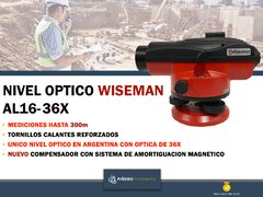 Combo Nivel Optico Wiseman AL16 De 36x Con Tripode Reforzado Doble Traba Y Mira De Aluminio De 5m - comprar online