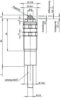 Euchner EGT1/4A-5000 Chave De Fim De Curso Tubular De Precisão M14 - comprar online