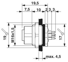 Fleconn Lote 5 PCS C4PM-PCB-M12A Conecor Femea Flange M12 5P na internet