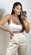 Cropped canelado branco