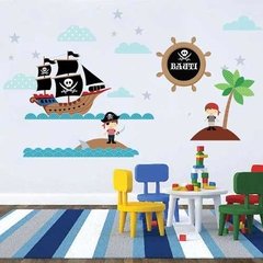 Kit De Vinilo Autoadhesivo Piratas Con Tu Nombre!