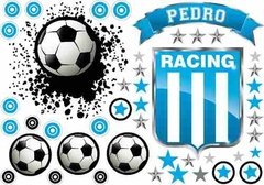Vinilo Pelotazo + Escudo Racing Con Tu Nombre Personalizado