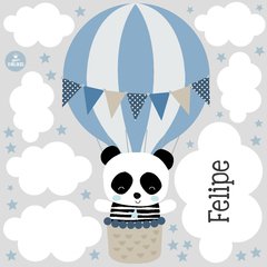 Vinilo Globo Aerostático Oso Panda viajero Nubes en internet