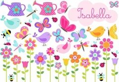 Kit De Vinilo Jardin De Flores Con Tu Nombre! en internet