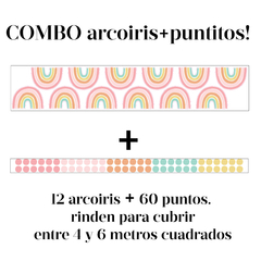 arcoiris planchita stickers paleta de color pastel nordico falso empapelado combo puntitos