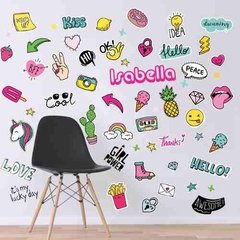 Vinilo Stickers Teens Con Tu Nombre Frases Emojis