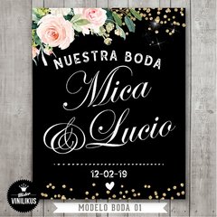 Lámina Imprimible Pizarra Boda casamiento Rosas vintage 01 - comprar online