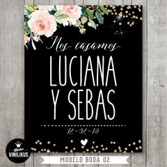 Lámina Imprimible Pizarra Boda casamiento Rosas vintage 02 - comprar online