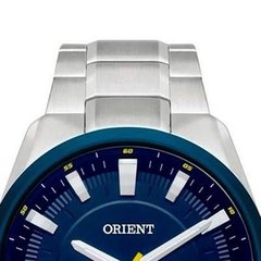 Relógio analógico masculino Orient MBSS1356 D1SX Prata e azul - NEW GLASSES ÓTICA
