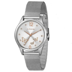 Relógio analógico feminino Lince LRMJ105L KX44 Prata borboletas - comprar online