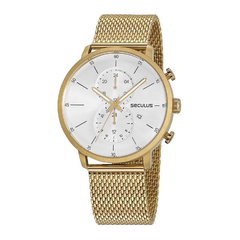 Relógio analógico masculino Seculus 13044 Grande dourado - comprar online