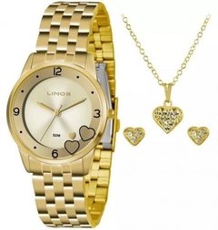Relógio feminino Lince LRG4517 KU35 Kit acessórios dourado