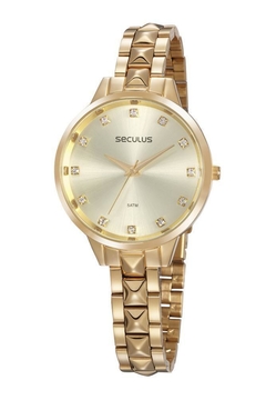 Relógio analógico feminino Seculus 77067 Dourado