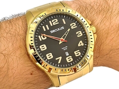 Relógio analógico masculino Seculus 20787 Preto e dourado - comprar online