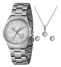 Relógio Lince feminino LRGJ107L KX79 Kit de acessórios prata