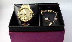 Relógio analógico feminino Lince LRGH074L Dourado kit acessórios - comprar online