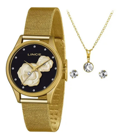 Relógio feminino analógico Lince LRGJ144L Dourado e preto