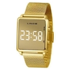 Relógio digital feminino Lince MDG4619L BXKX Quadrado dourado