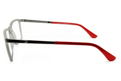 Armação para óculos de grau Jean Monnier J8 3145 D354 Quadrada cinza e vermelho - NEW GLASSES ÓTICA